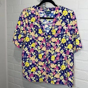 ModCloth floral blouse NEW button down large wanderlust wildflower